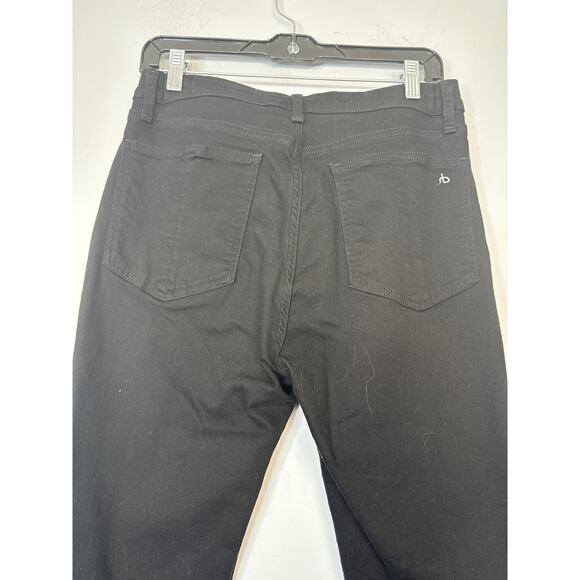 Rag & Bone Nina High Rise Ankle Skinny Jeans Black Frayed Hem Size 29 Denim - Picture 5 of 9